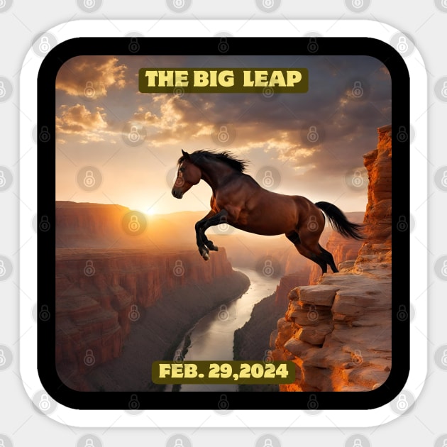 Beautiful Horse Leaping over a Canyon for Leap Year Sticker by Spacetrap